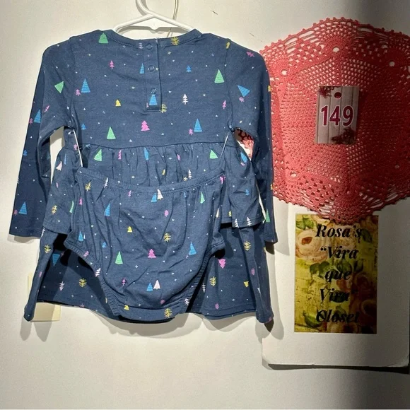 Tucker & Tate NWT Holiday Tree Ruffle Dress and Bloomers 2pc set Size 12M - Picture 8 of 13